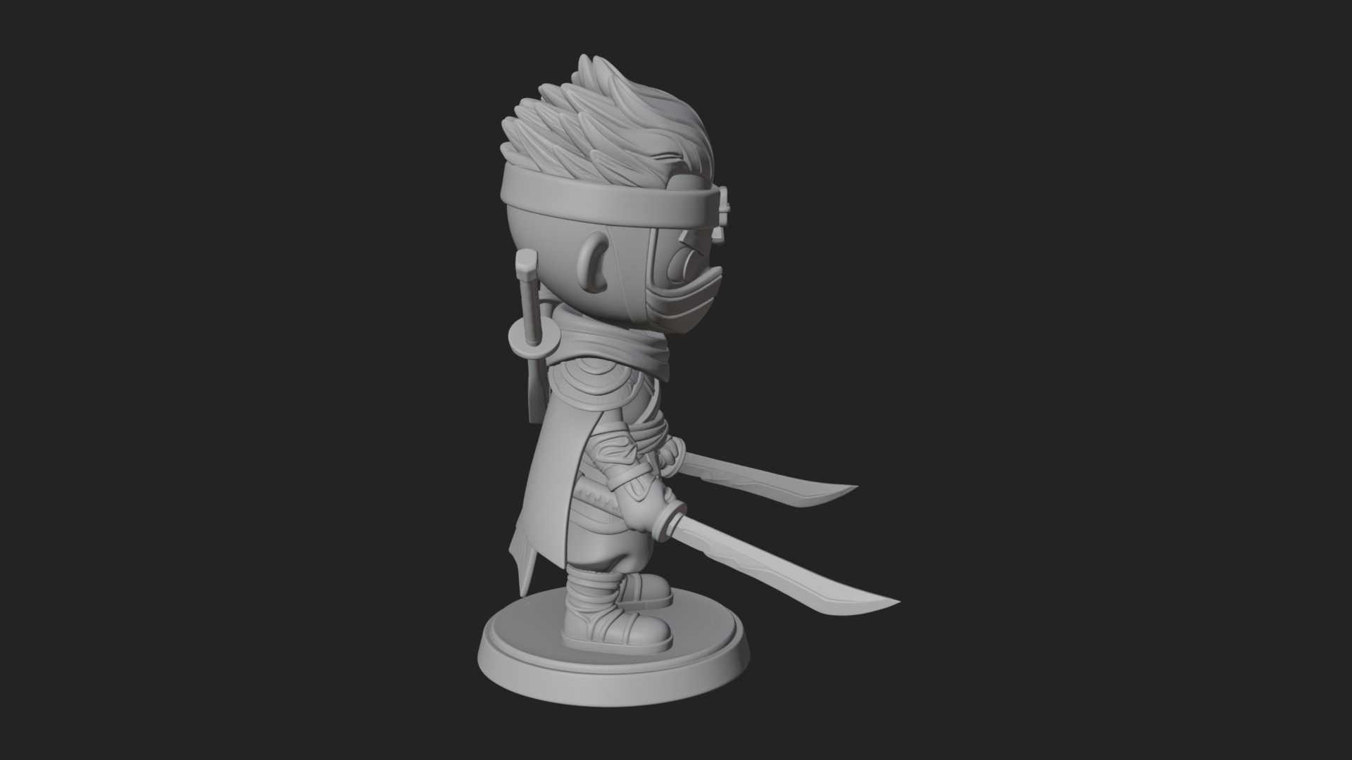 Chibi Masked Ninja Statue Design 7 3D Print Model 3D Model