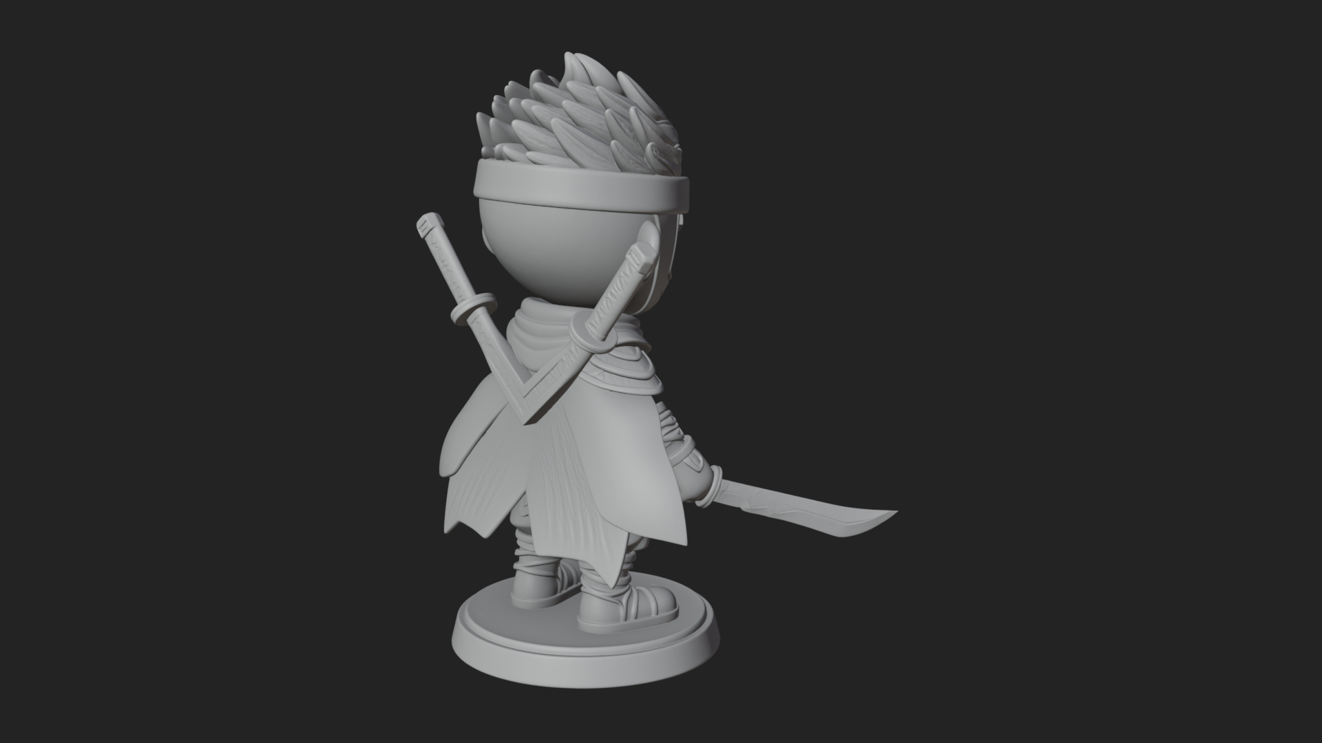 Chibi Masked Ninja Statue Design 7 3D Print Model 3D Model