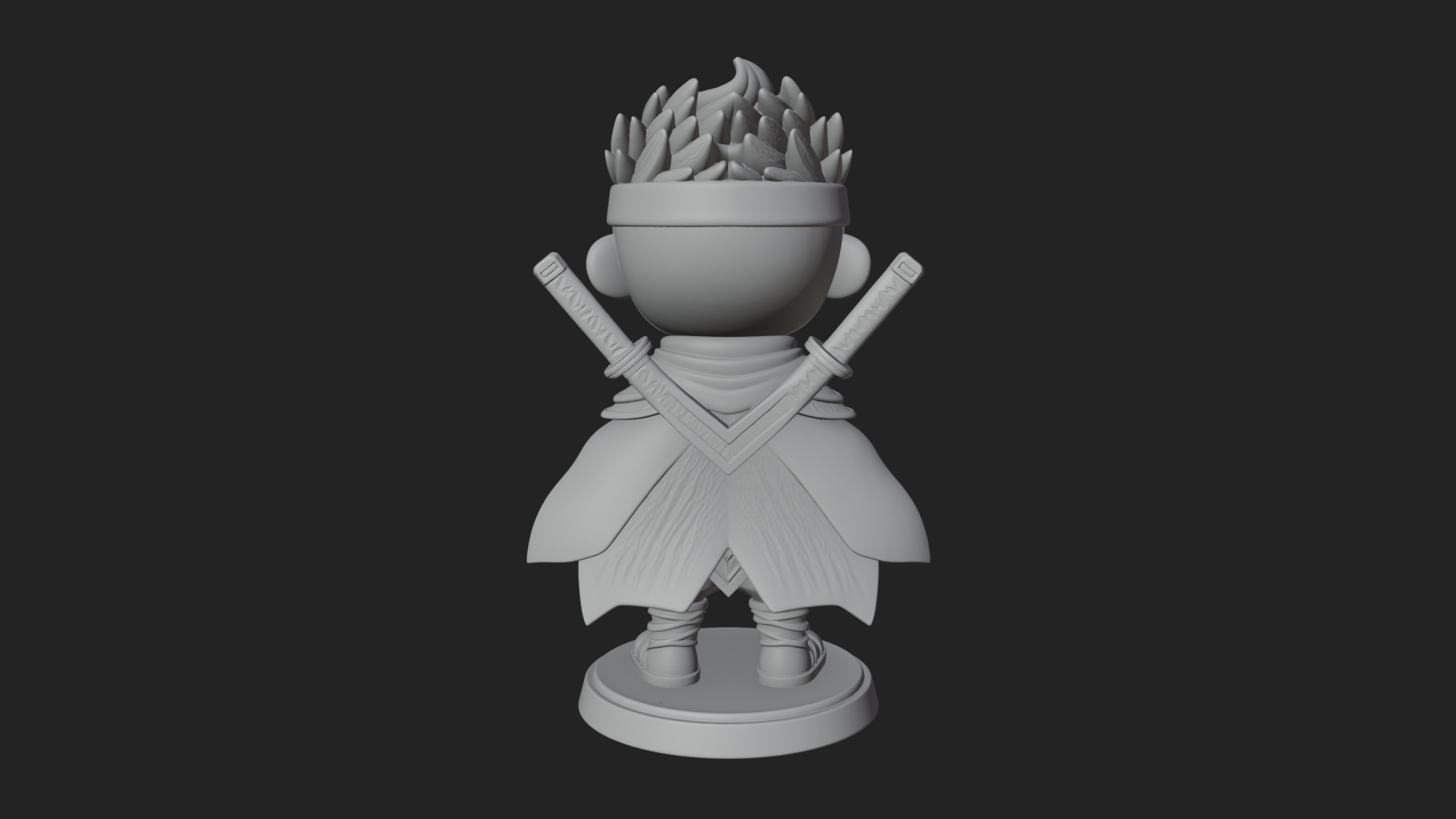 Chibi Masked Ninja Statue Design 7 3D Print Model 3D Model
