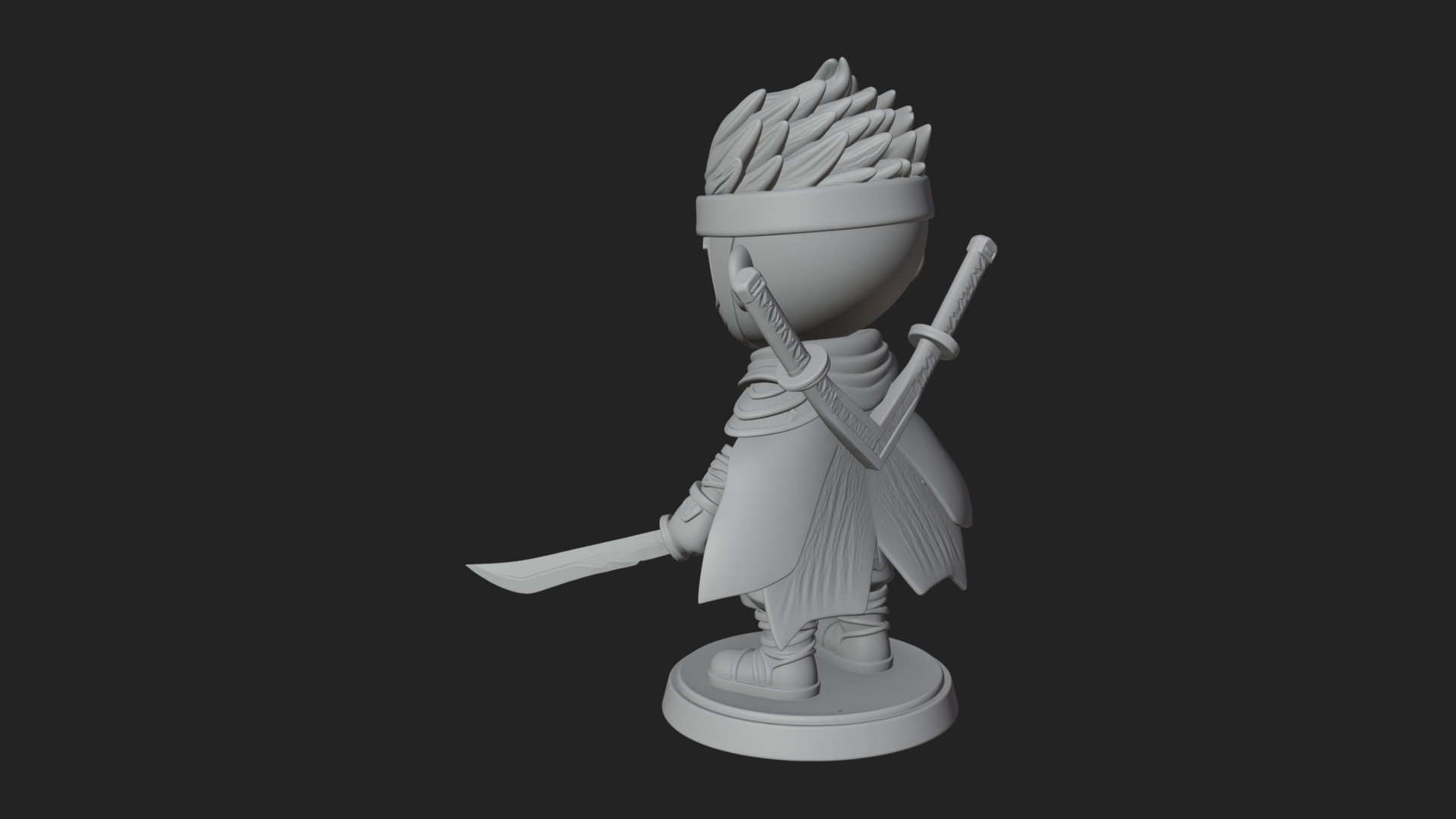 Chibi Masked Ninja Statue Design 7 3D Print Model 3D Model