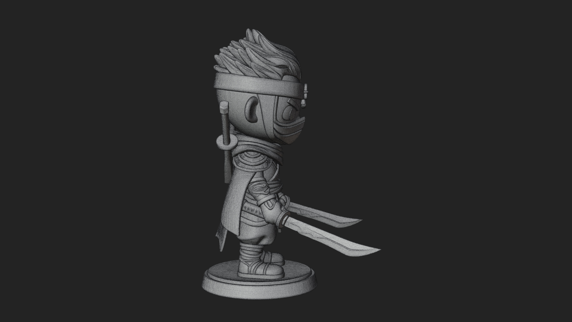 Chibi Masked Ninja Statue Design 7 3D Print Model 3D Model