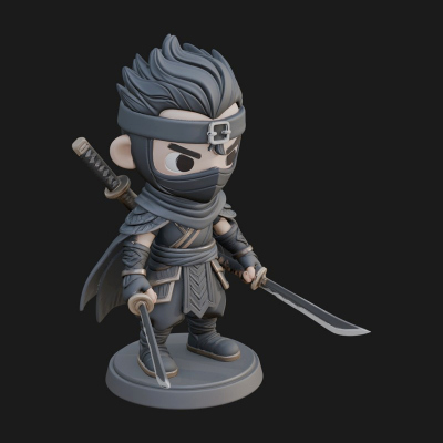 Chibi Masked Ninja Statue Design 7 3D Print Model