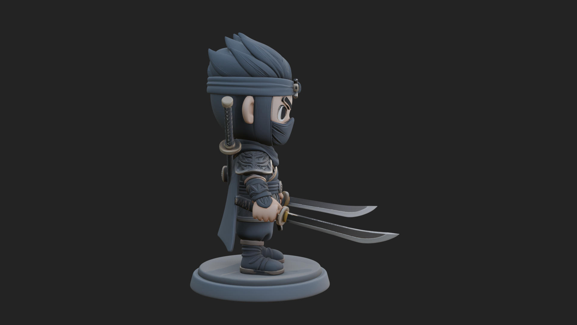 Chibi Masked Ninja Statue Design 8 3D Print Model 3D Model