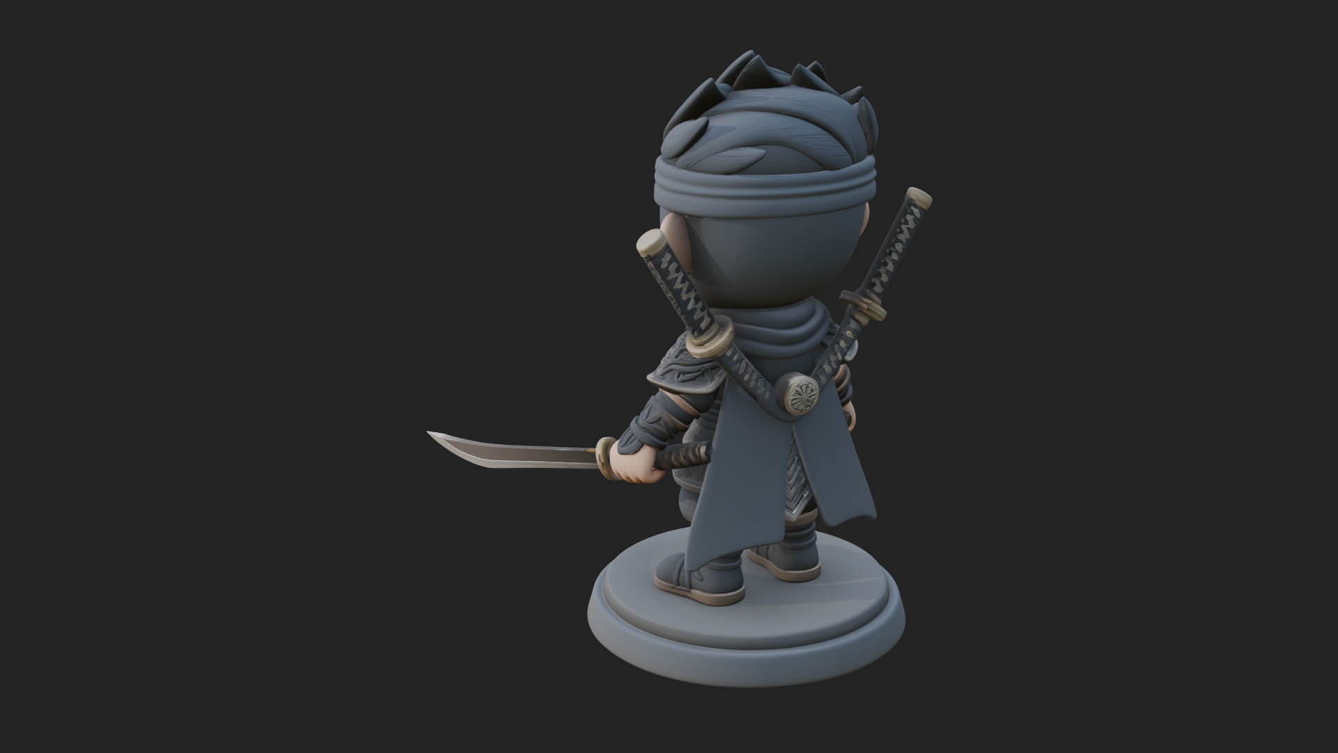Chibi Masked Ninja Statue Design 8 3D Print Model 3D Model