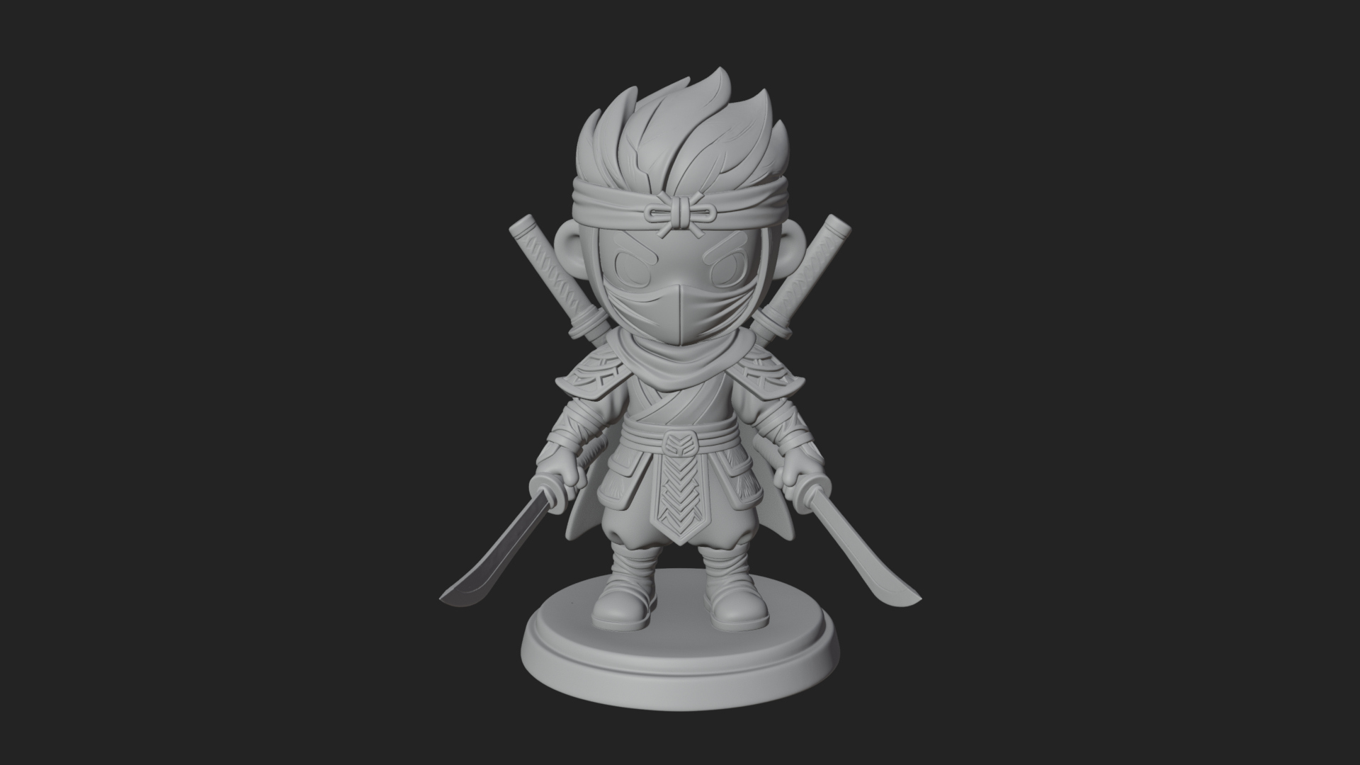 Chibi Masked Ninja Statue Design 8 3D Print Model 3D Model