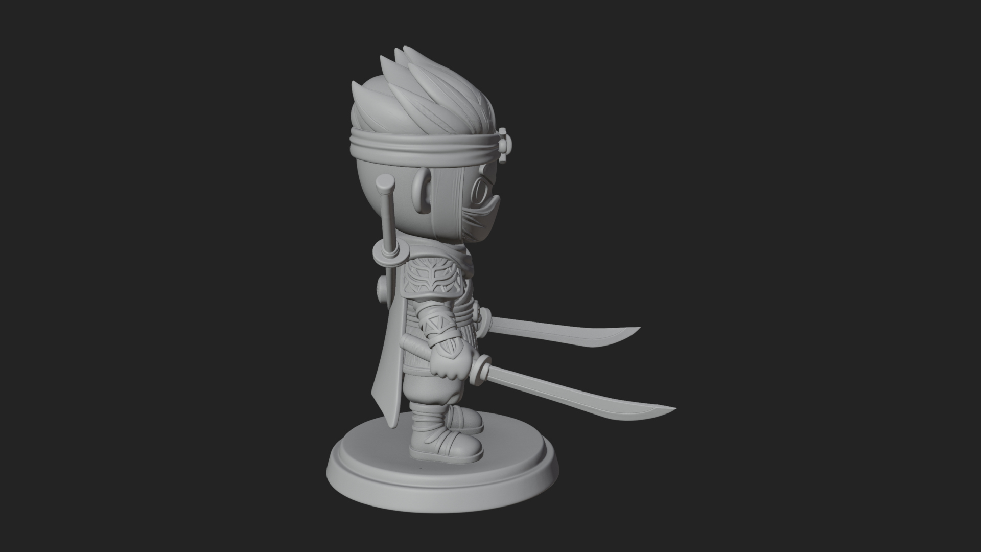 Chibi Masked Ninja Statue Design 8 3D Print Model 3D Model