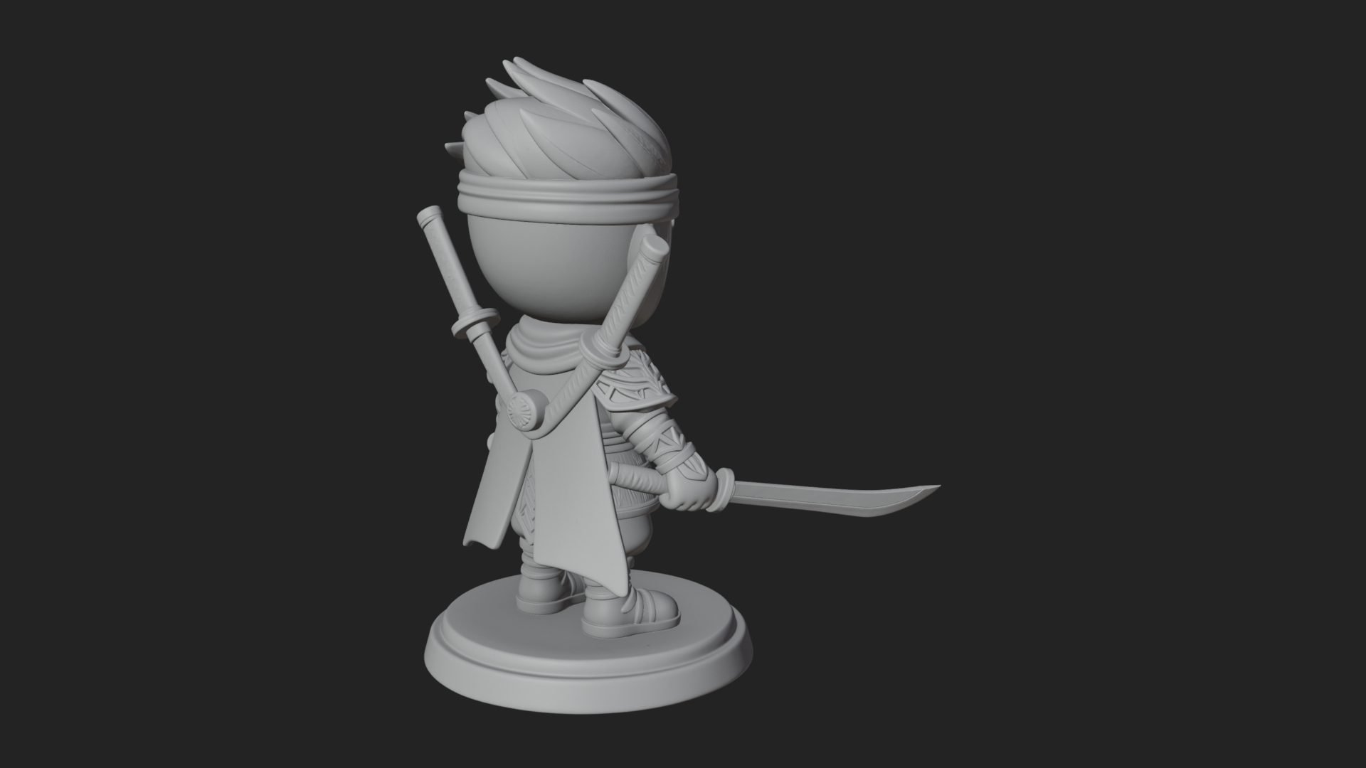 Chibi Masked Ninja Statue Design 8 3D Print Model 3D Model