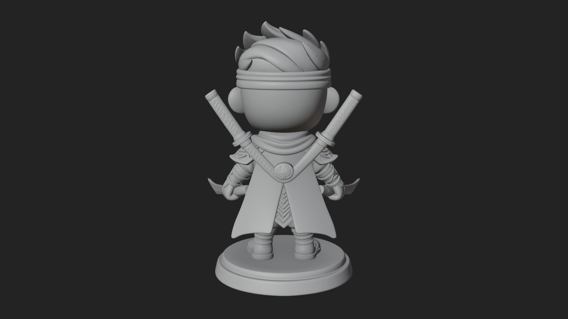 Chibi Masked Ninja Statue Design 8 3D Print Model 3D Model