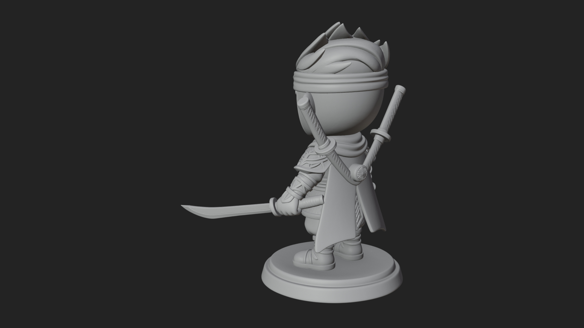 Chibi Masked Ninja Statue Design 8 3D Print Model 3D Model