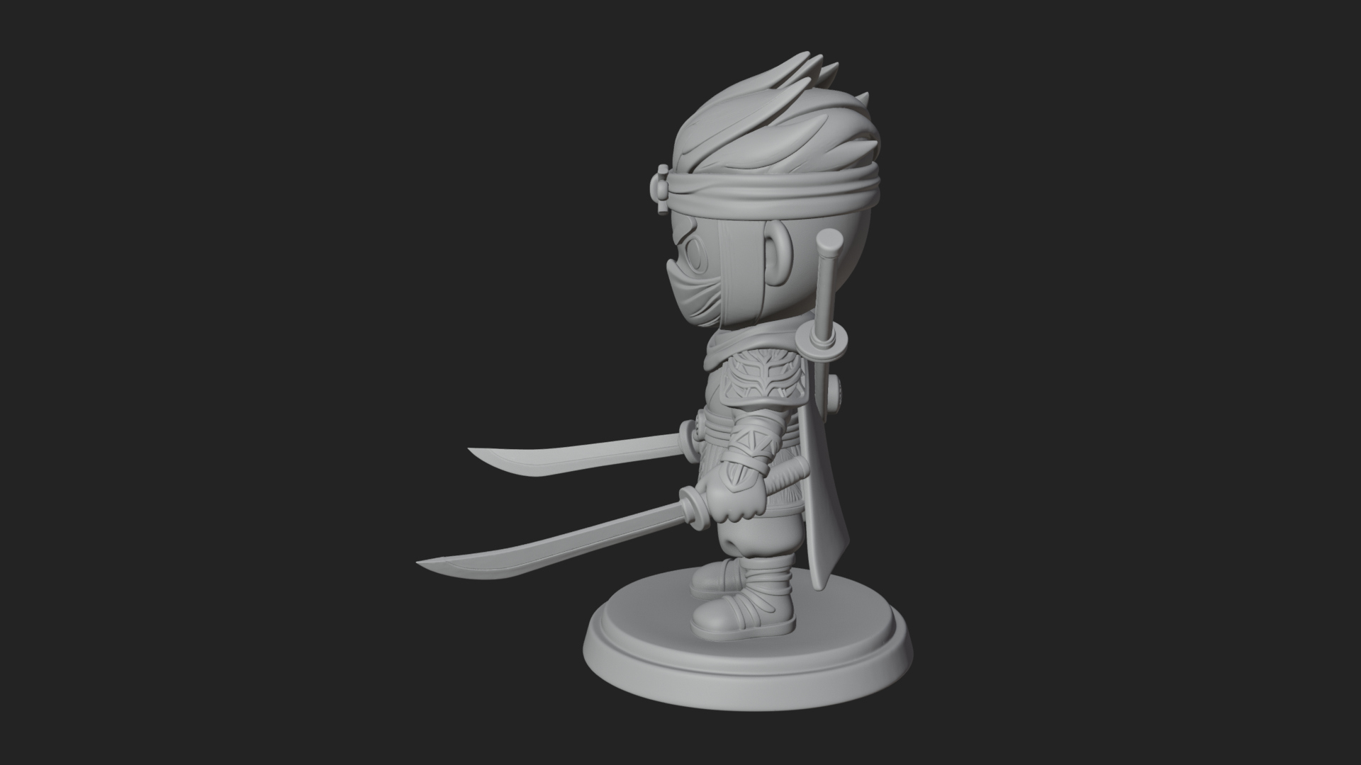 Chibi Masked Ninja Statue Design 8 3D Print Model 3D Model