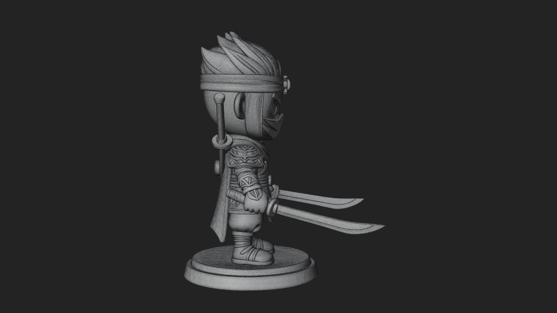 Chibi Masked Ninja Statue Design 8 3D Print Model 3D Model