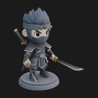 Chibi Masked Ninja Statue Design 8 3D Print Model