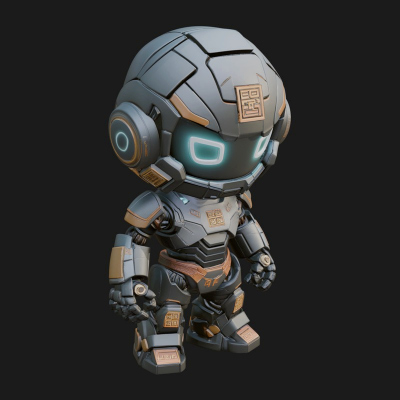 Chibi Mech Robot Statue Design 2 3D Print Model