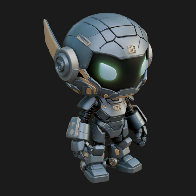 Chibi Mech Robot Statue Design 3 3D Print Model