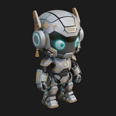 Chibi Mech Robot Statue Design 4 3D Print Model