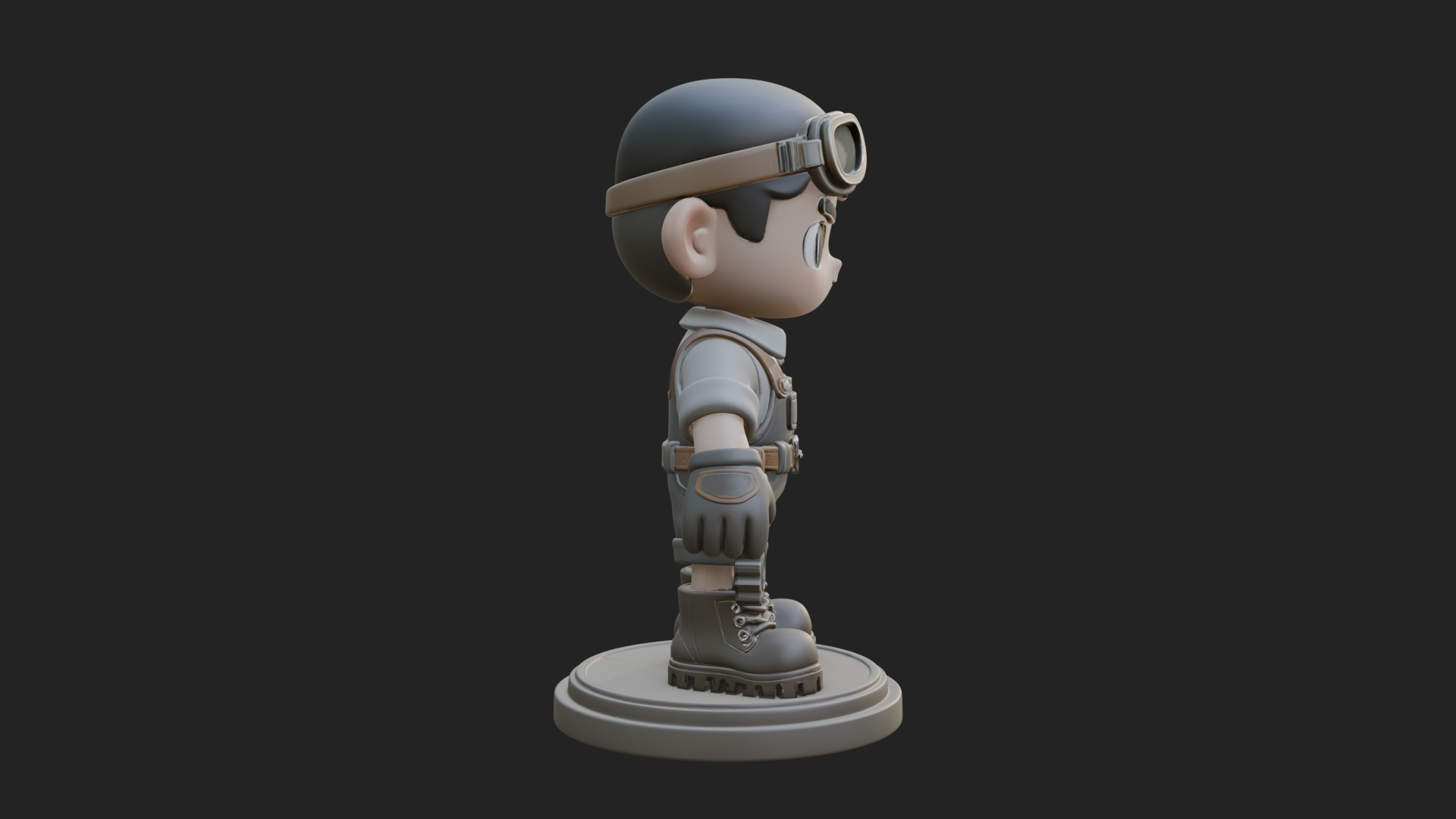 Chibi Mechanic Boy Statue Design 1 3D Print Model 3D Model