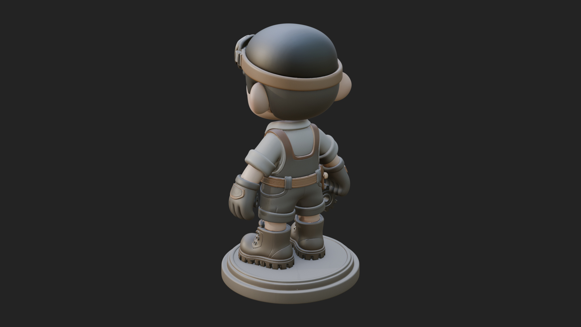 Chibi Mechanic Boy Statue Design 1 3D Print Model 3D Model