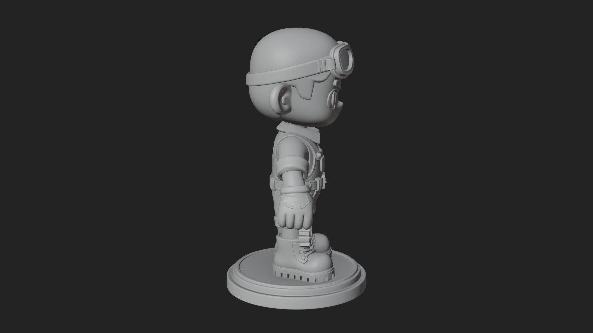 Chibi Mechanic Boy Statue Design 1 3D Print Model 3D Model