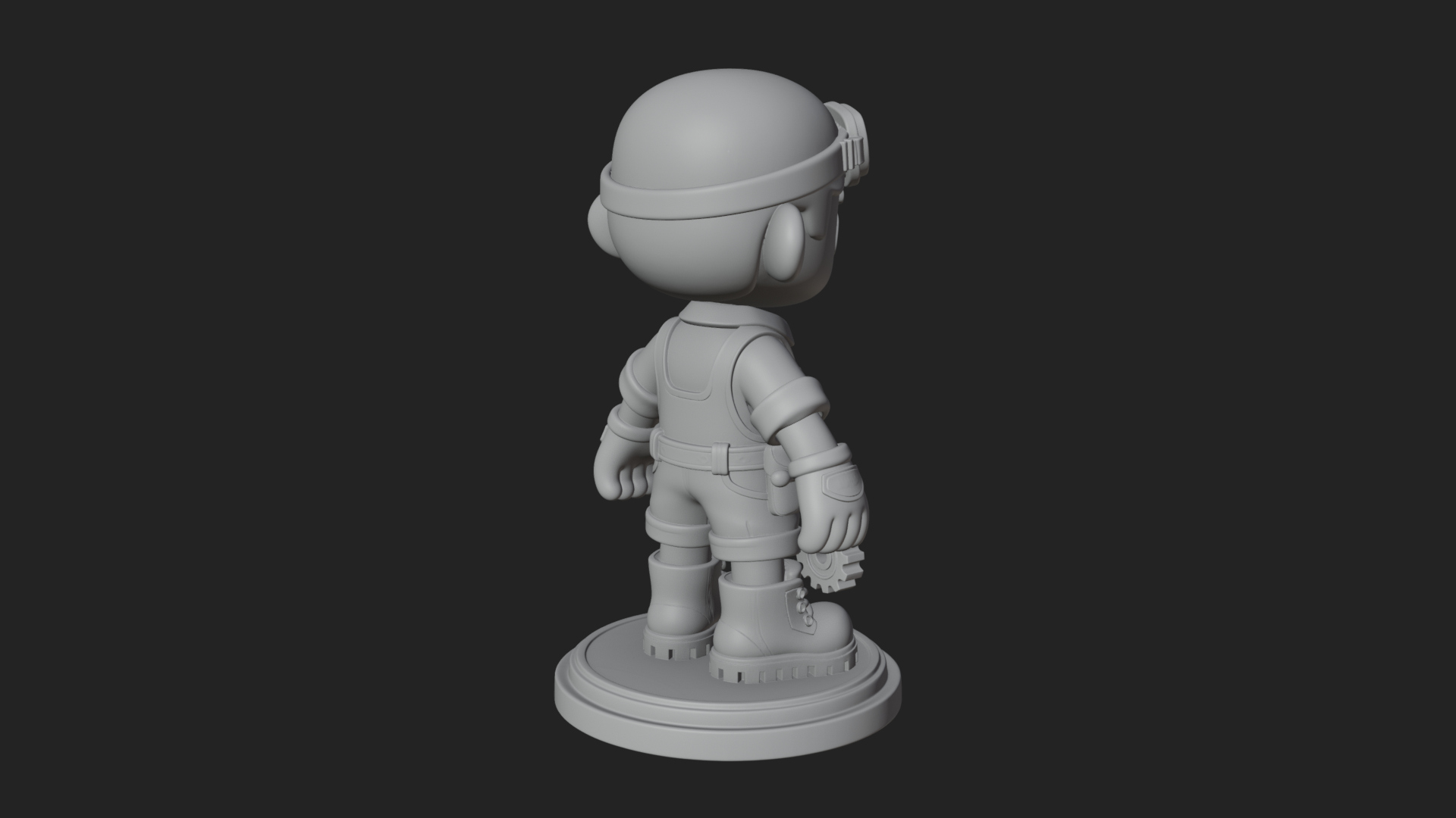 Chibi Mechanic Boy Statue Design 1 3D Print Model 3D Model