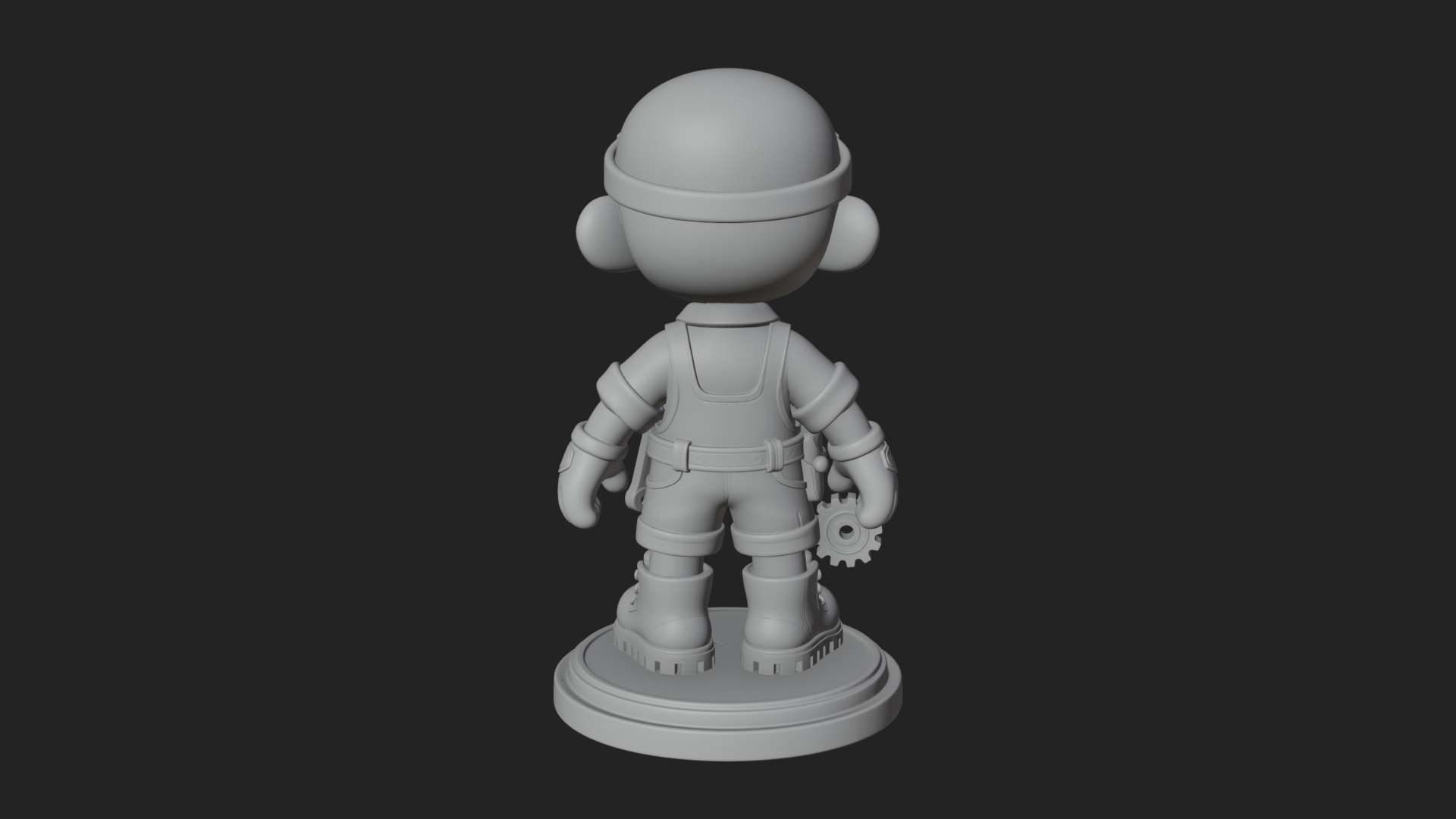 Chibi Mechanic Boy Statue Design 1 3D Print Model 3D Model