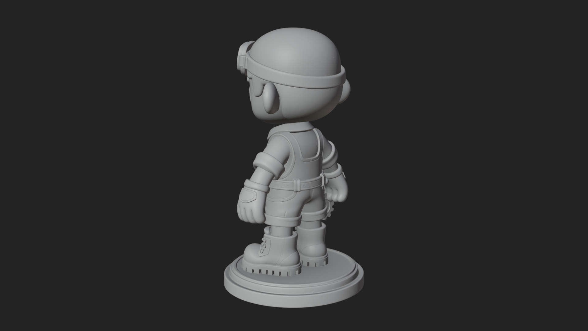 Chibi Mechanic Boy Statue Design 1 3D Print Model 3D Model