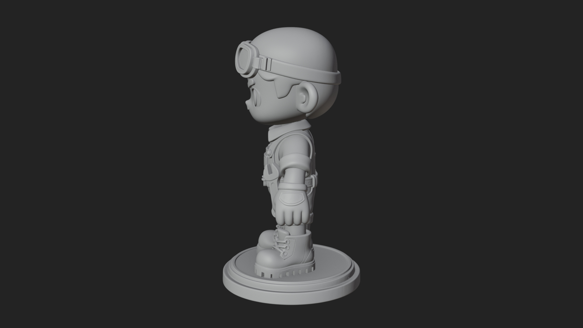 Chibi Mechanic Boy Statue Design 1 3D Print Model 3D Model