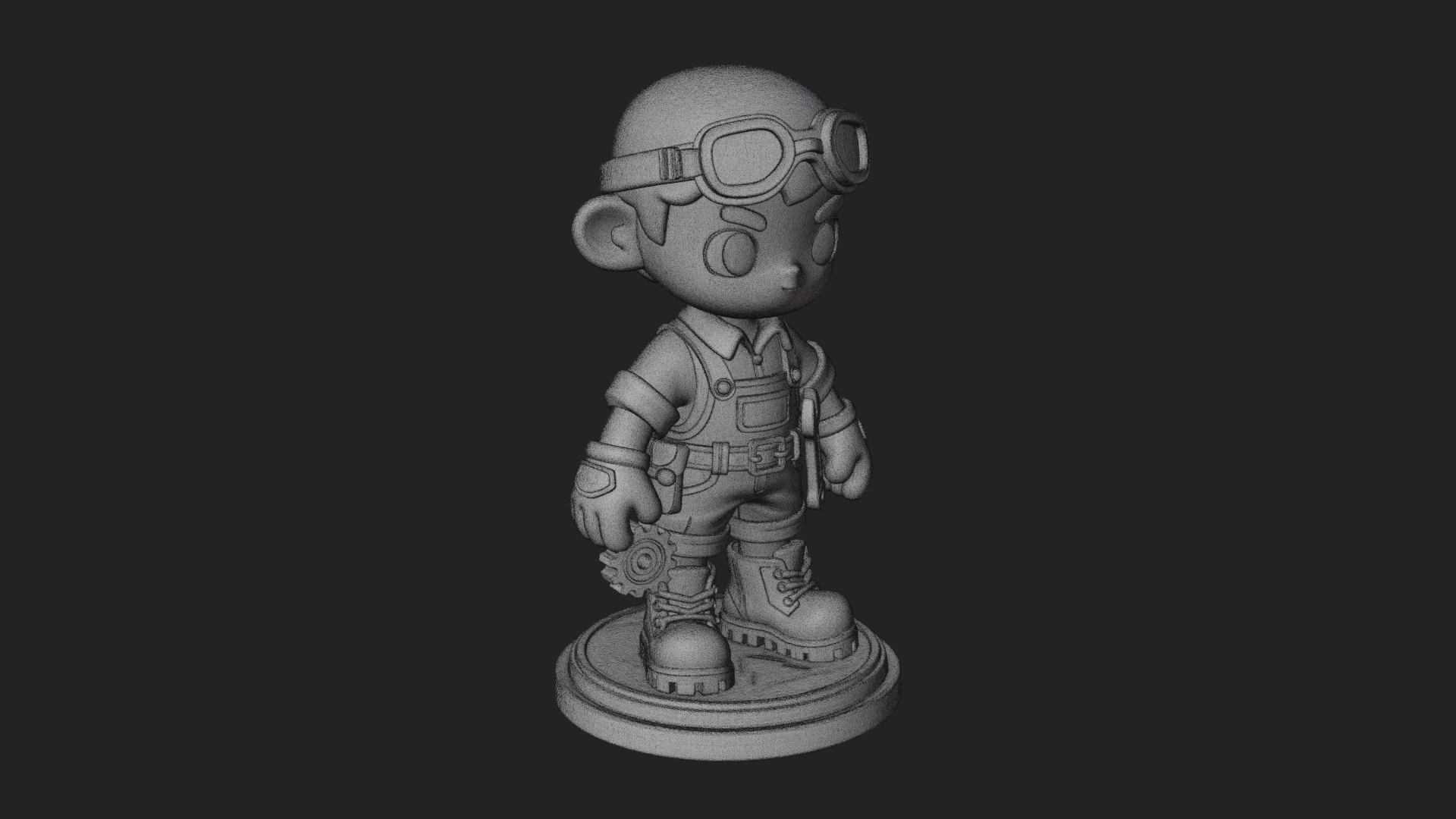 Chibi Mechanic Boy Statue Design 1 3D Print Model 3D Model