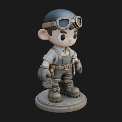 Chibi Mechanic Boy Statue Design 1 3D Print Model