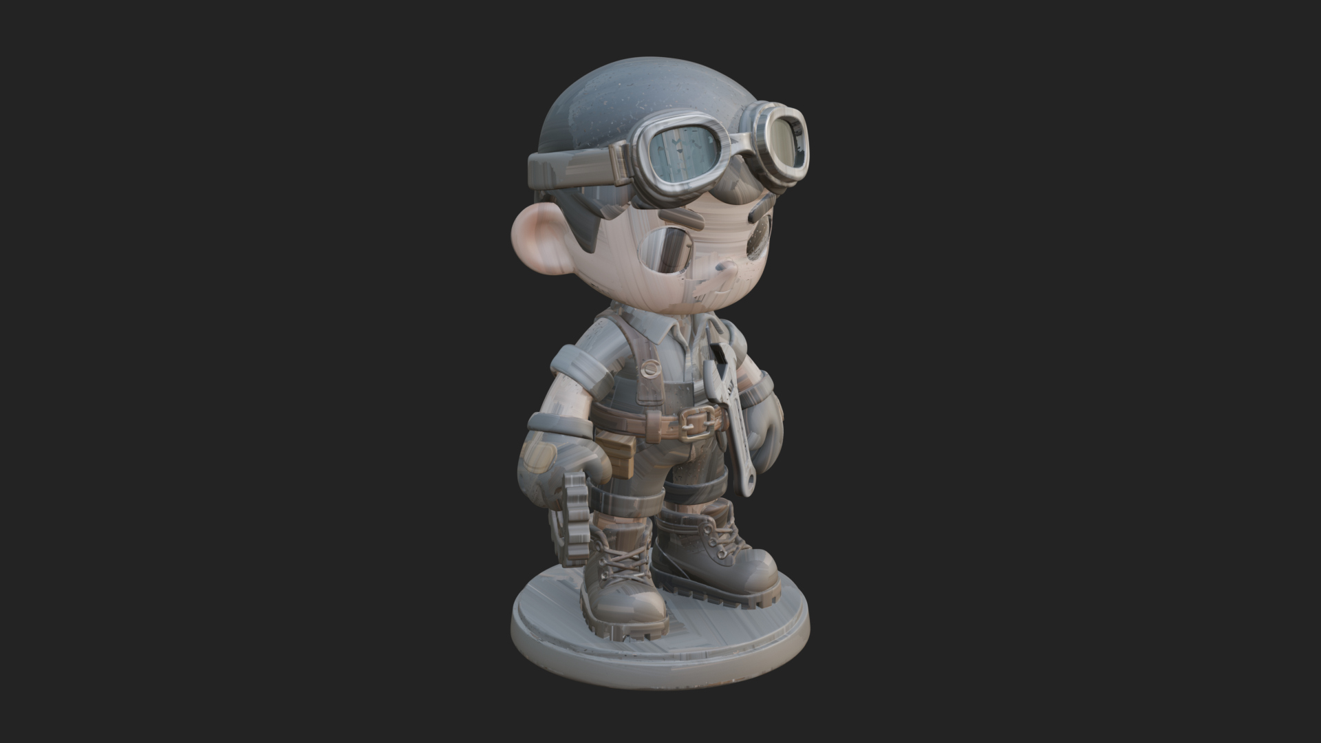 Chibi Mechanic Boy Statue Design 2 3D Print Model 3D Model