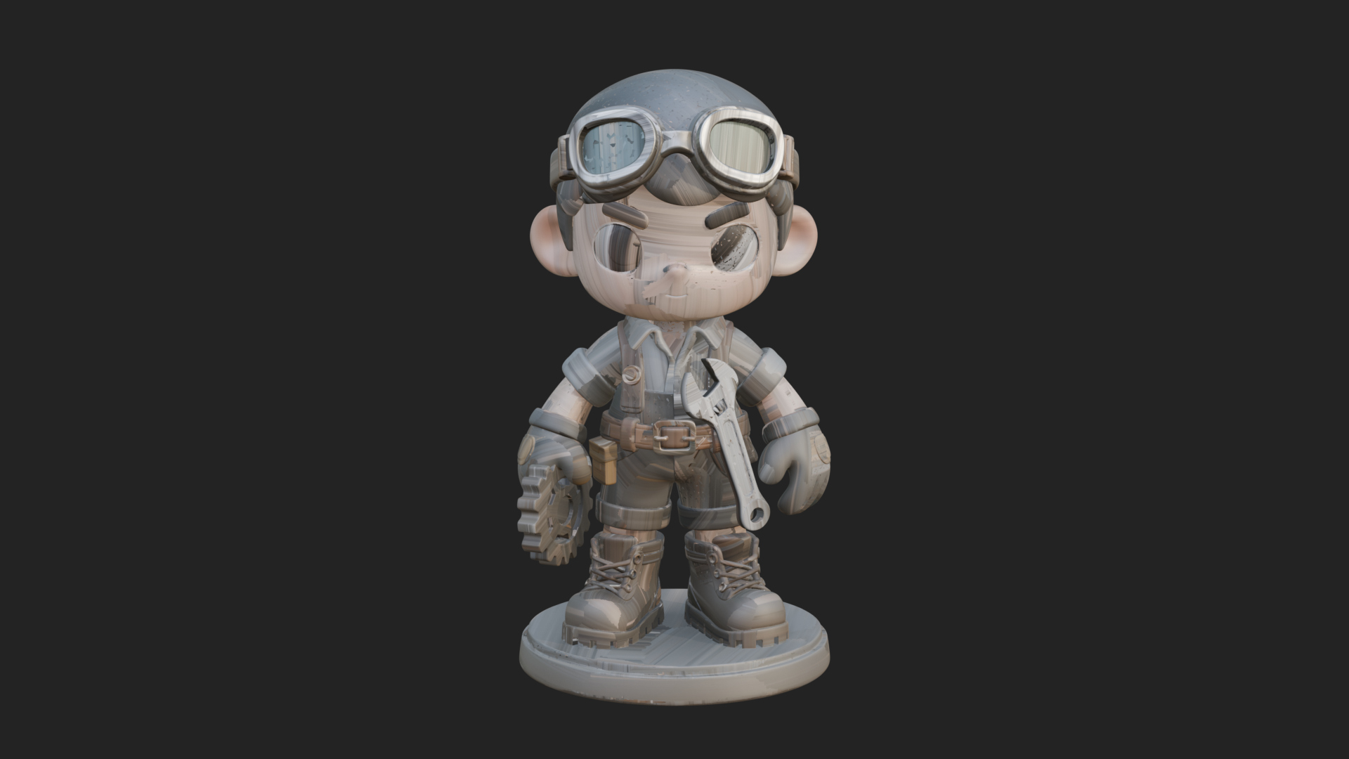 Chibi Mechanic Boy Statue Design 2 3D Print Model 3D Model