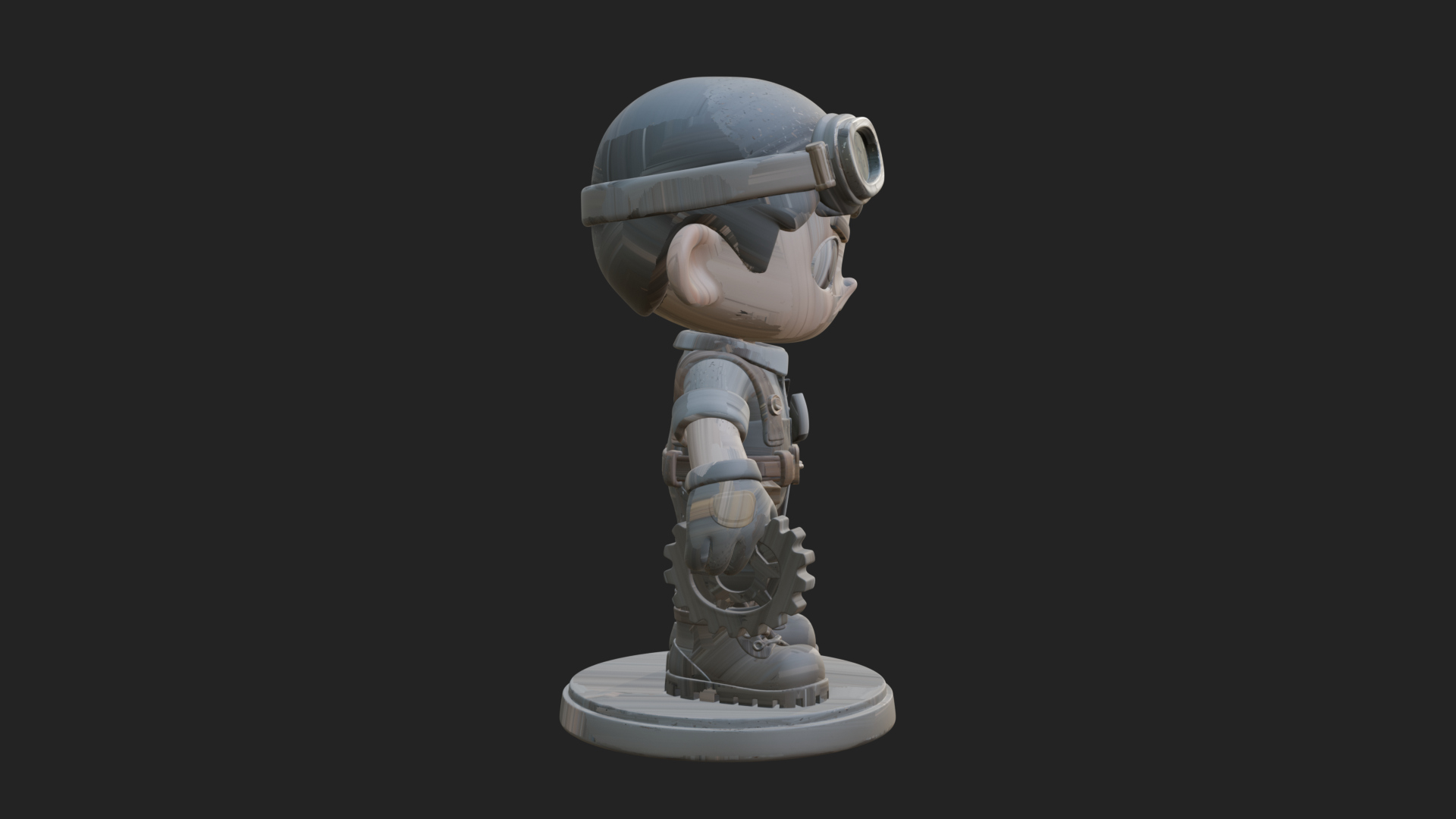 Chibi Mechanic Boy Statue Design 2 3D Print Model 3D Model