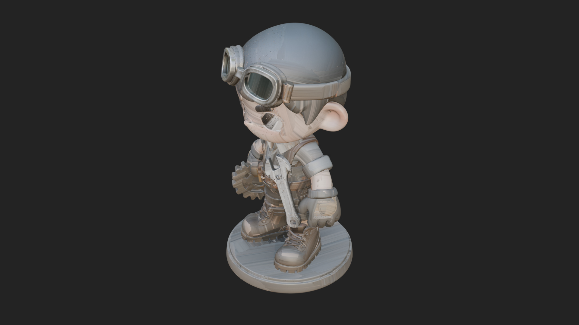 Chibi Mechanic Boy Statue Design 2 3D Print Model 3D Model