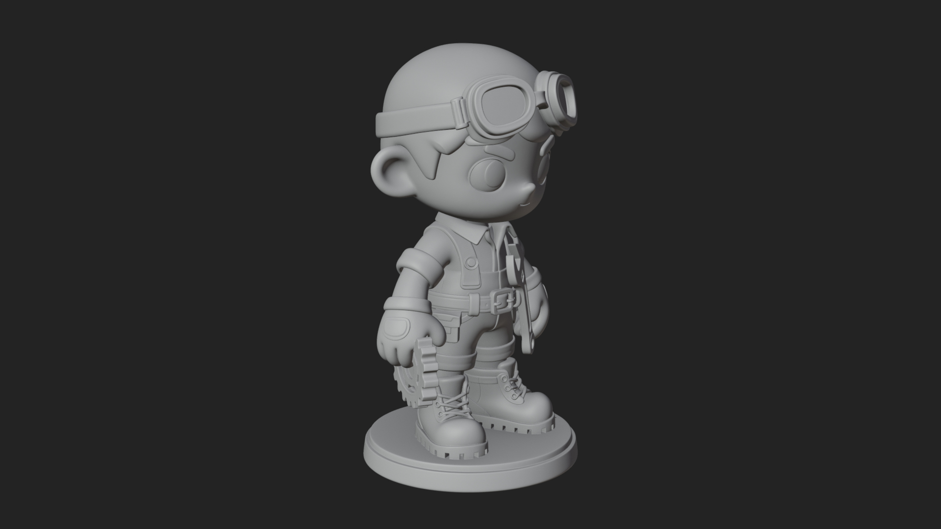 Chibi Mechanic Boy Statue Design 2 3D Print Model 3D Model