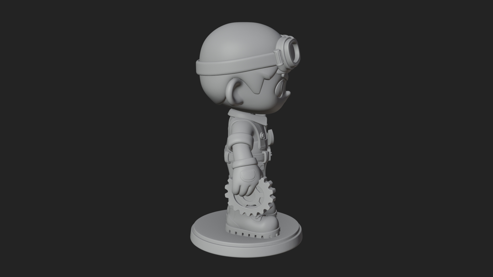 Chibi Mechanic Boy Statue Design 2 3D Print Model 3D Model