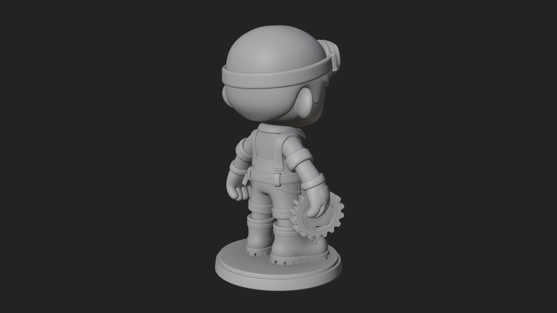 Chibi Mechanic Boy Statue Design 2 3D Print Model 3D Model