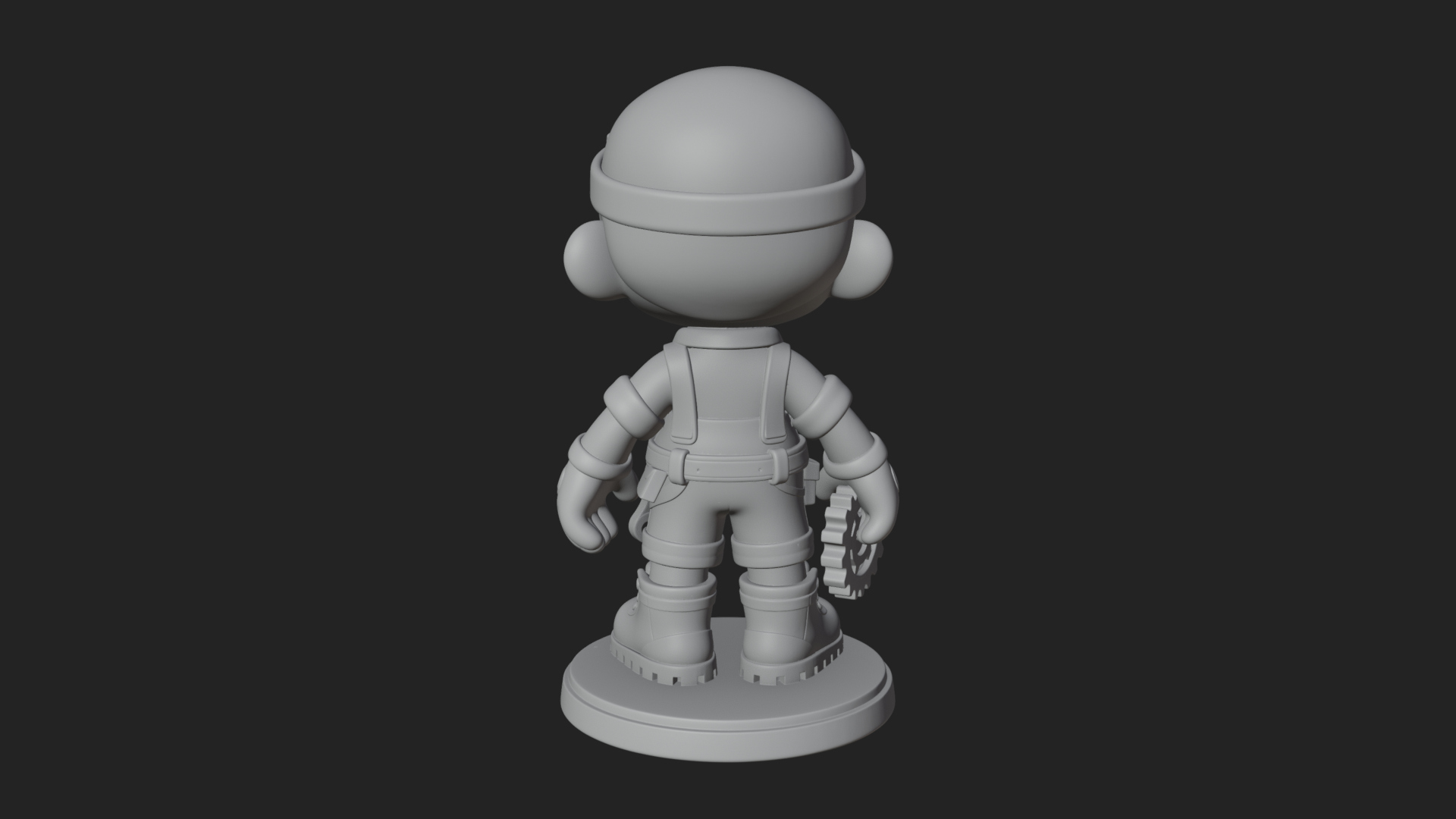 Chibi Mechanic Boy Statue Design 2 3D Print Model 3D Model