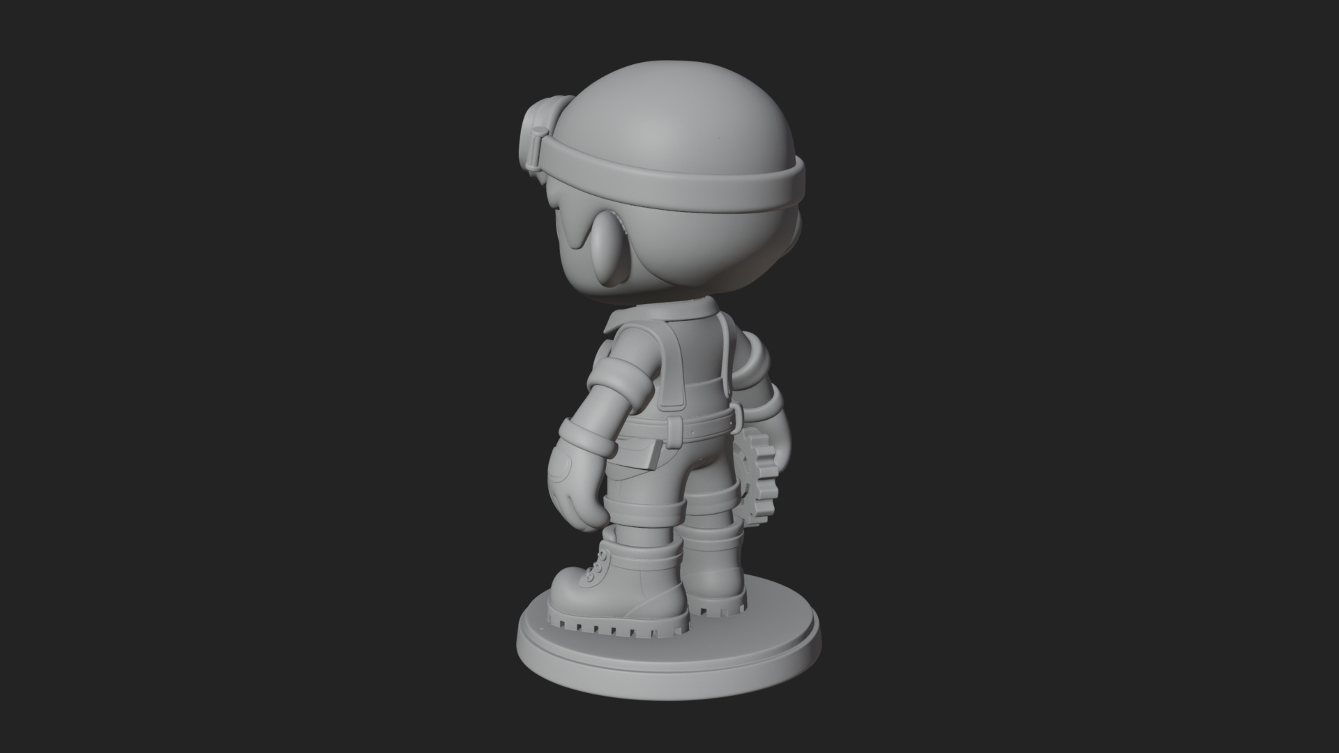 Chibi Mechanic Boy Statue Design 2 3D Print Model 3D Model