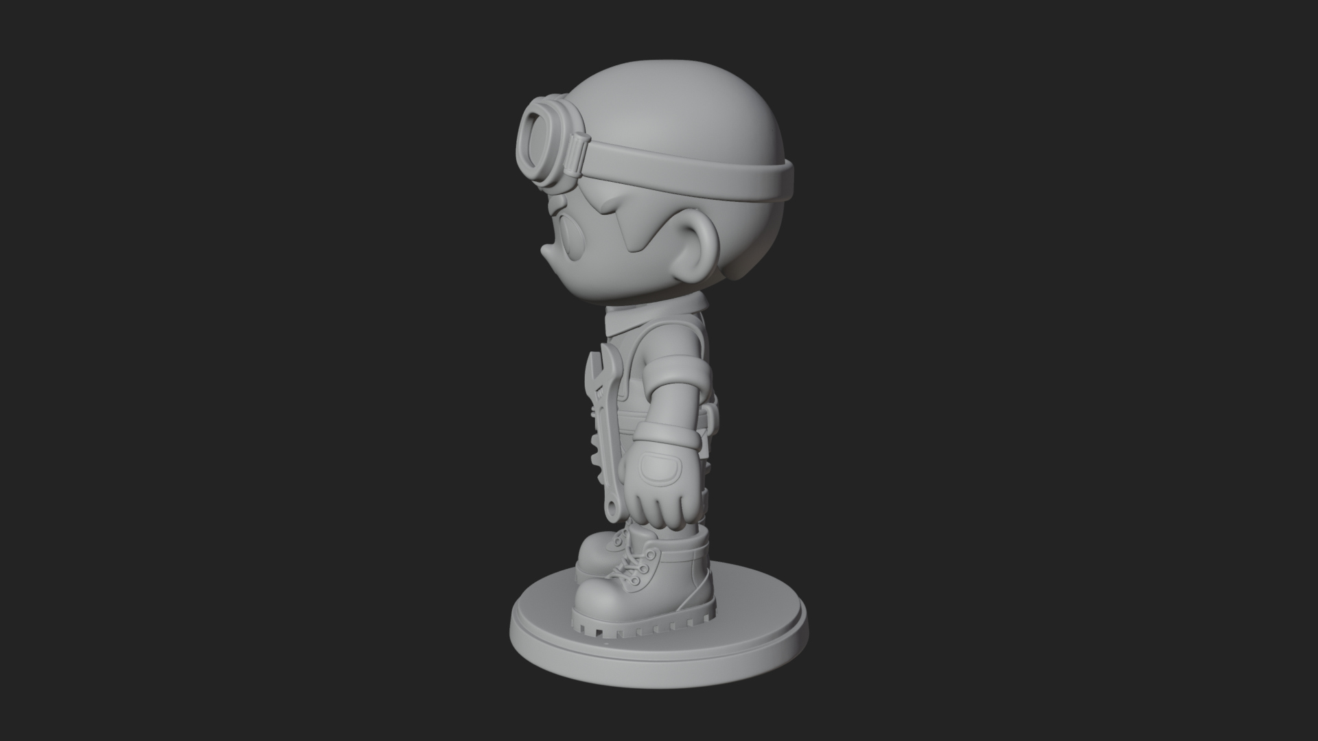 Chibi Mechanic Boy Statue Design 2 3D Print Model 3D Model