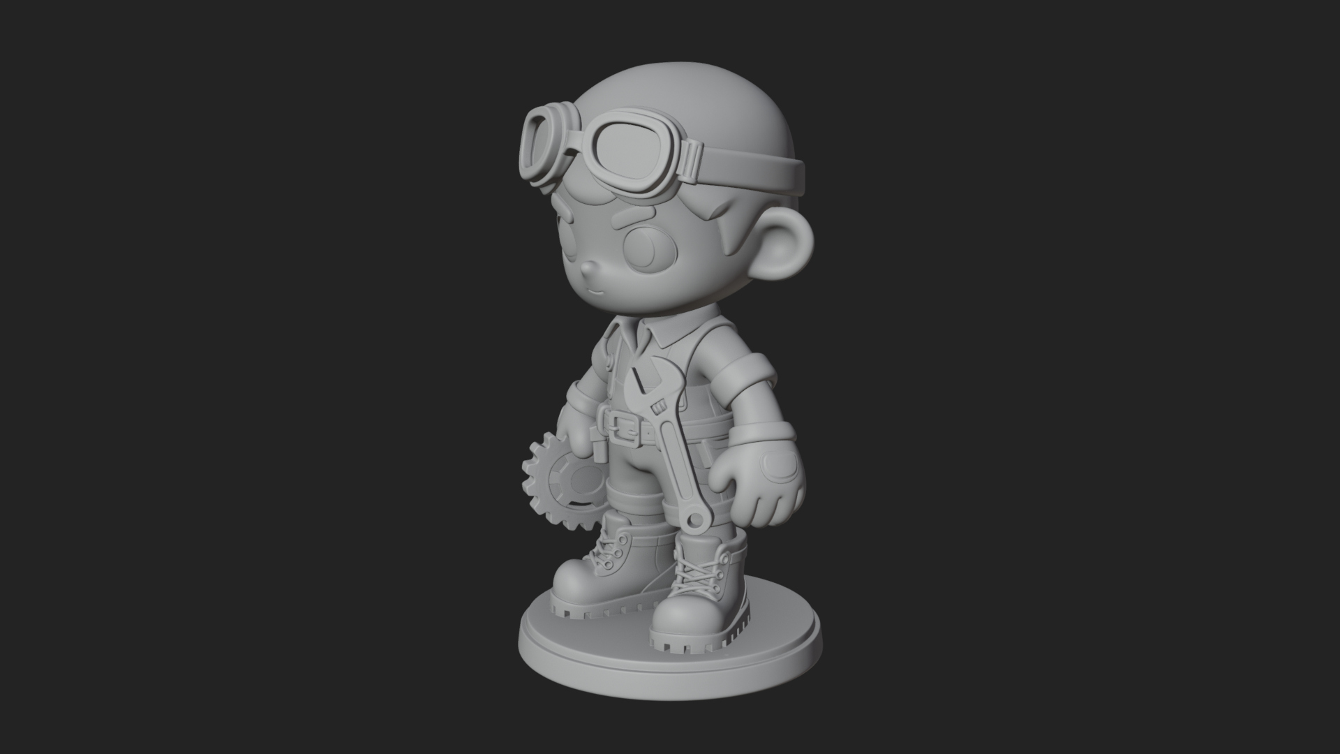 Chibi Mechanic Boy Statue Design 2 3D Print Model 3D Model