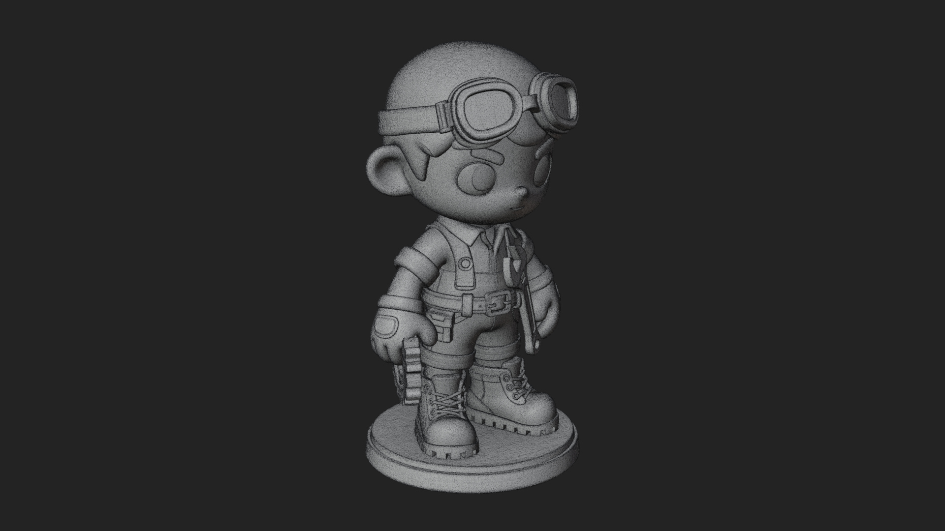 Chibi Mechanic Boy Statue Design 2 3D Print Model 3D Model