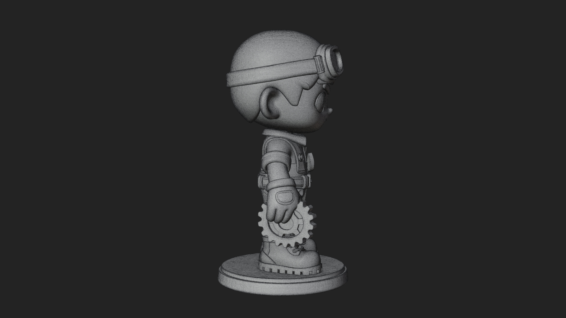 Chibi Mechanic Boy Statue Design 2 3D Print Model 3D Model