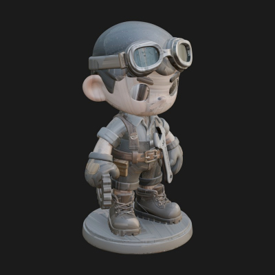 Chibi Mechanic Boy Statue Design 2 3D Print Model