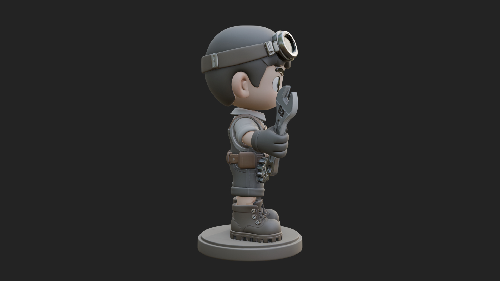 Chibi Mechanic Boy Statue Design 3 3D Print Model 3D Model