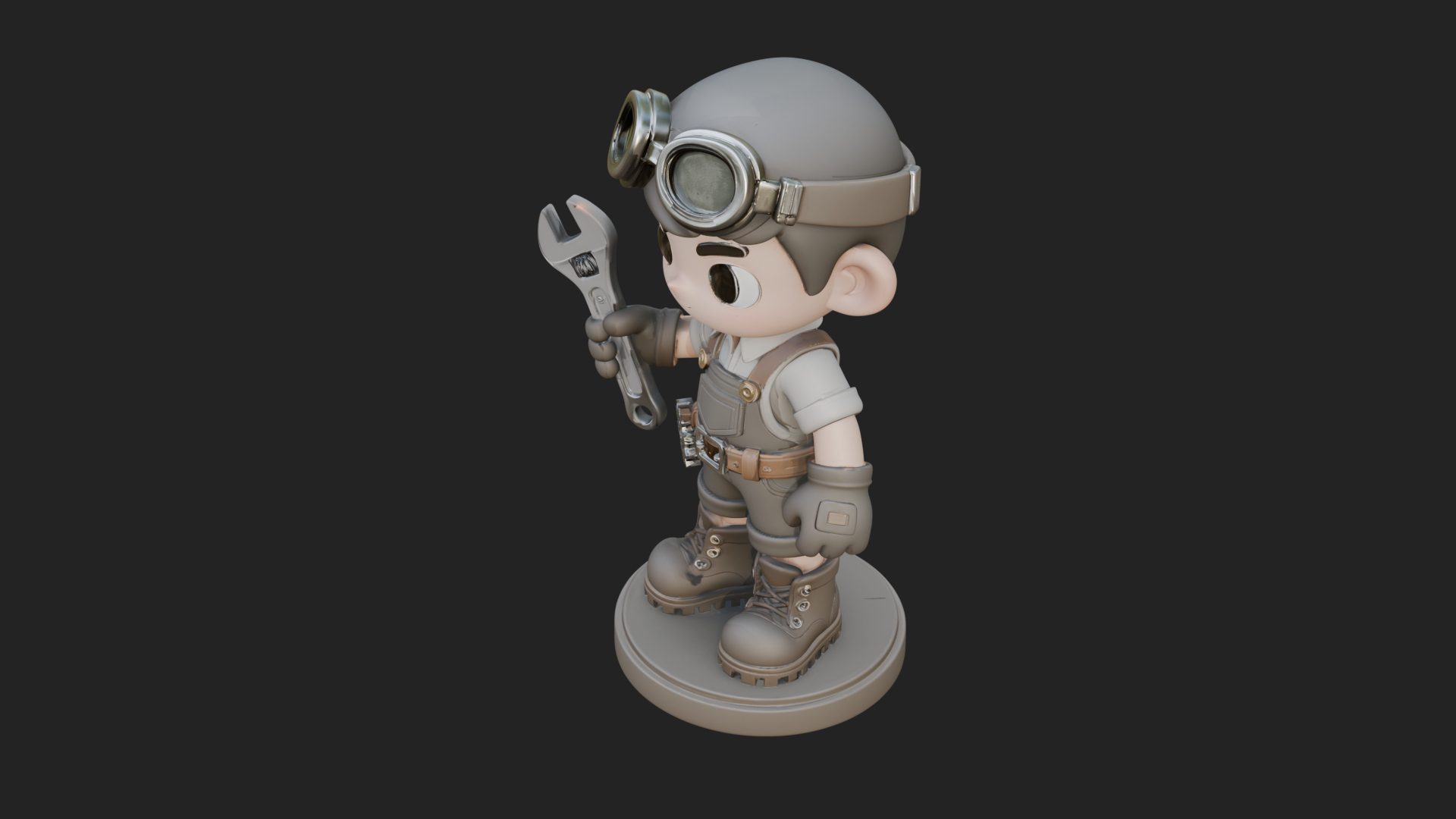 Chibi Mechanic Boy Statue Design 3 3D Print Model 3D Model