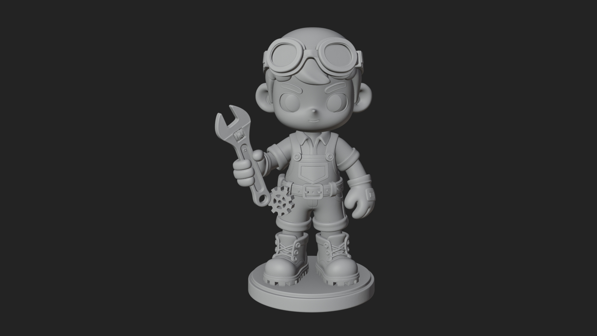 Chibi Mechanic Boy Statue Design 3 3D Print Model 3D Model