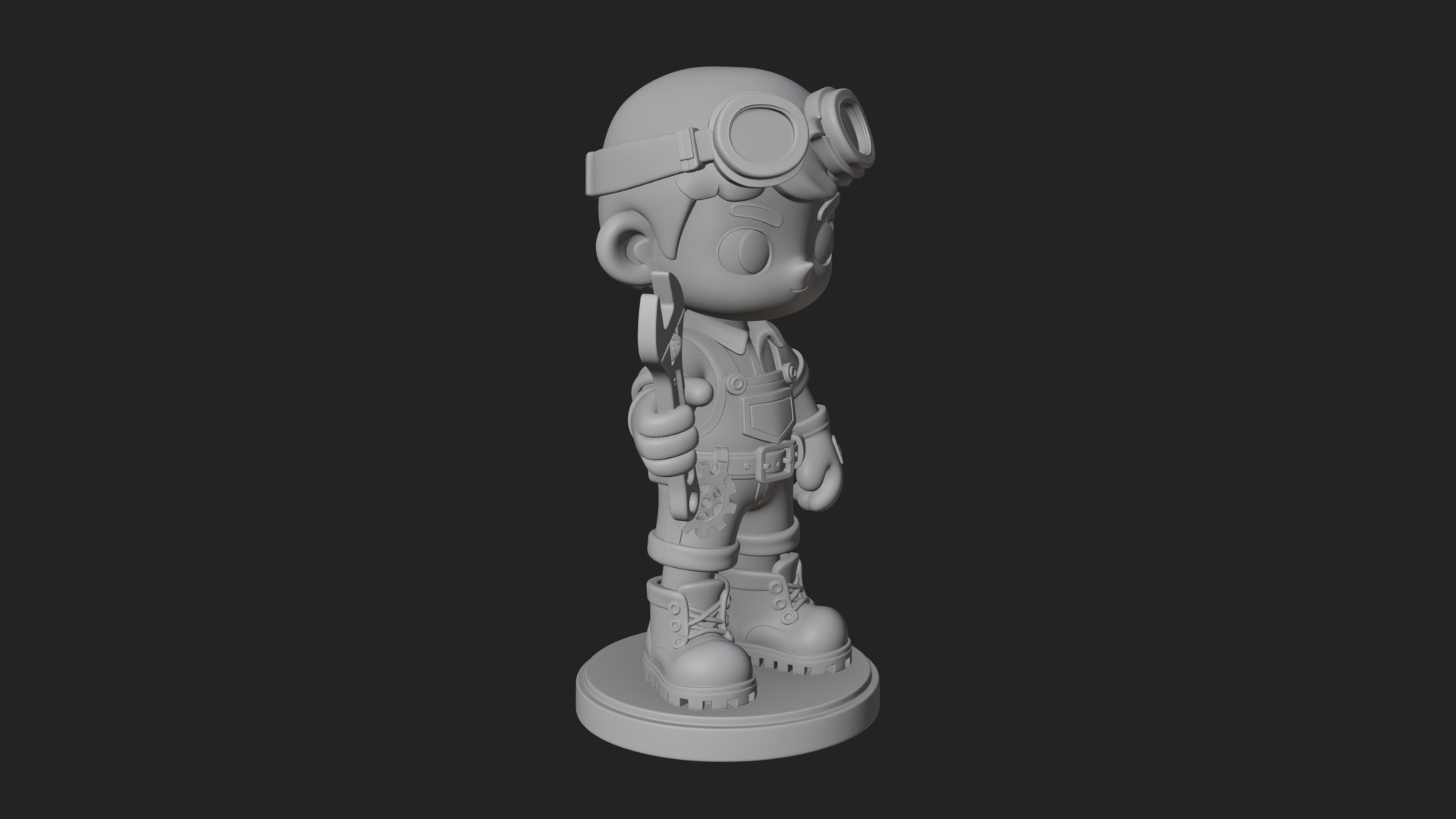 Chibi Mechanic Boy Statue Design 3 3D Print Model 3D Model
