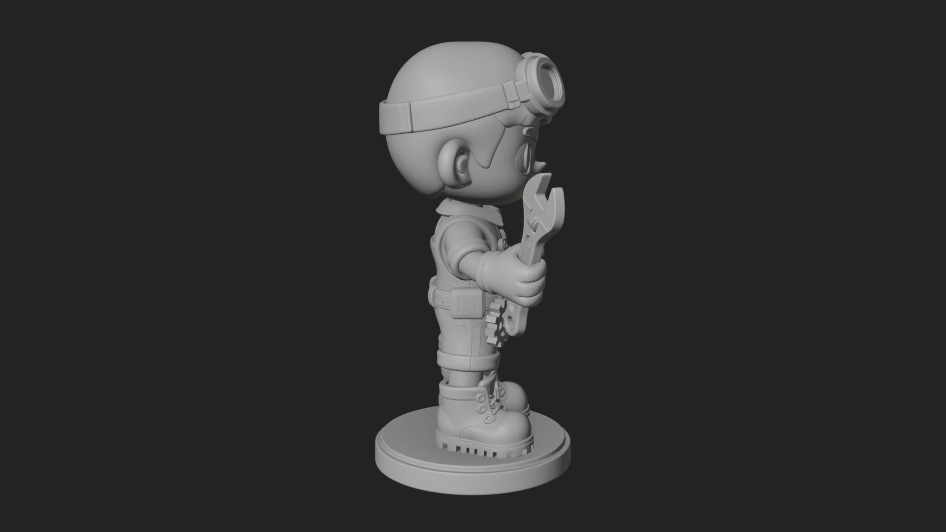 Chibi Mechanic Boy Statue Design 3 3D Print Model 3D Model