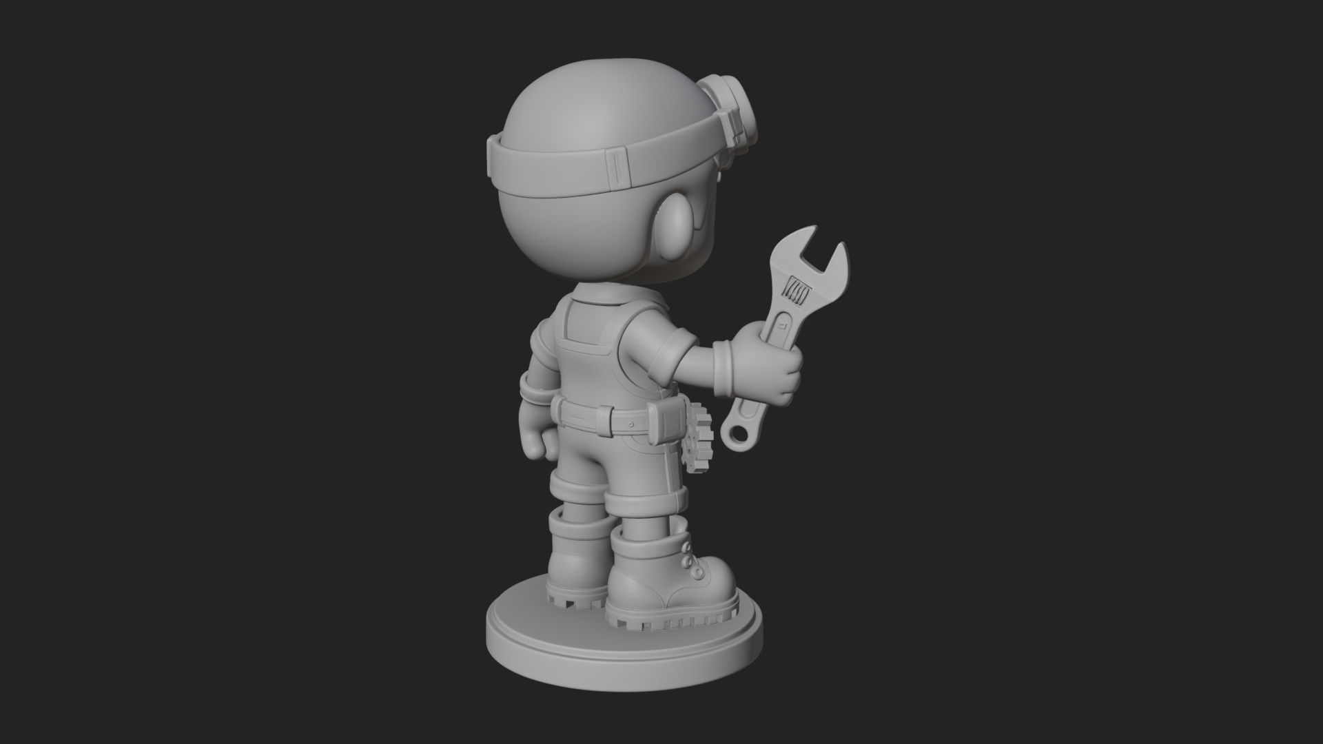 Chibi Mechanic Boy Statue Design 3 3D Print Model 3D Model