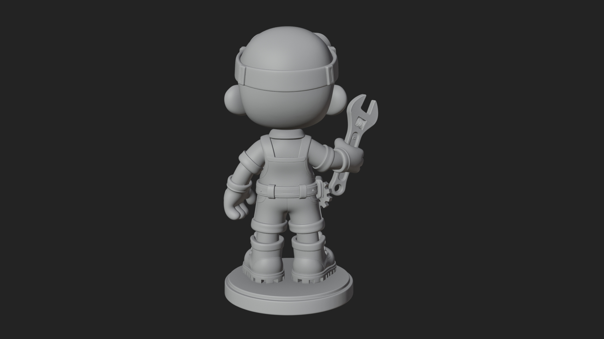 Chibi Mechanic Boy Statue Design 3 3D Print Model 3D Model