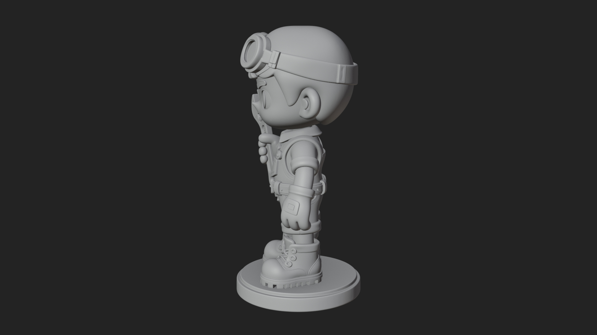 Chibi Mechanic Boy Statue Design 3 3D Print Model 3D Model